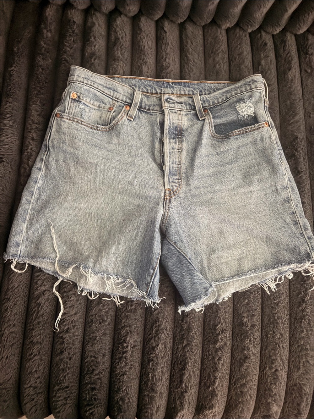 Levi's Light Blue Distressed Denim Cutoff Shorts